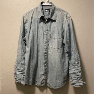 Armani Jeans Blue Denim Collared Button-Up Shirt - Small